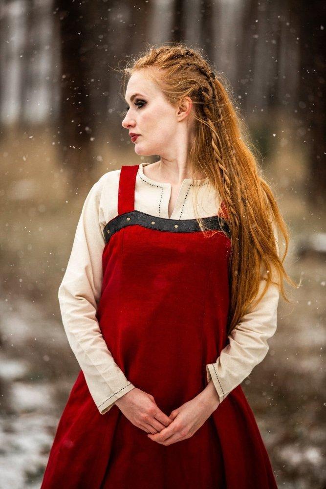 Viking Over Dress in Linen - Red - Image 3