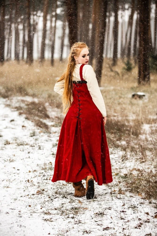 Viking Over Dress in Linen - Red - Image 6