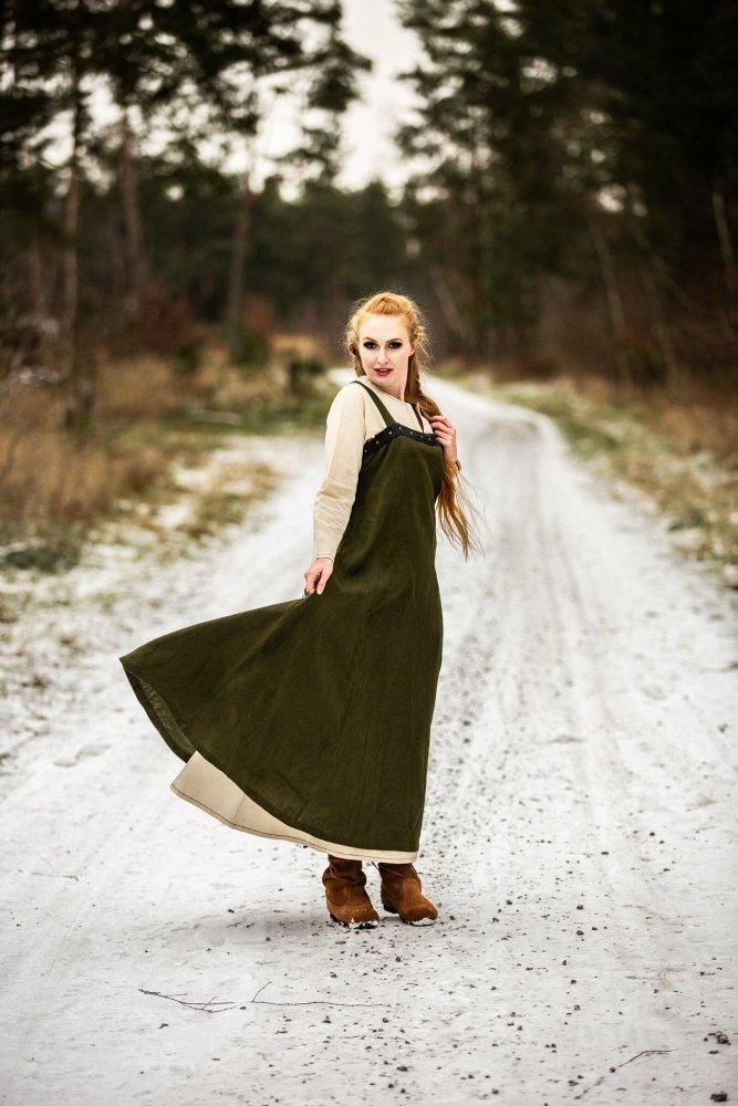 Viking Over Dress in Linen - Green - Image 3
