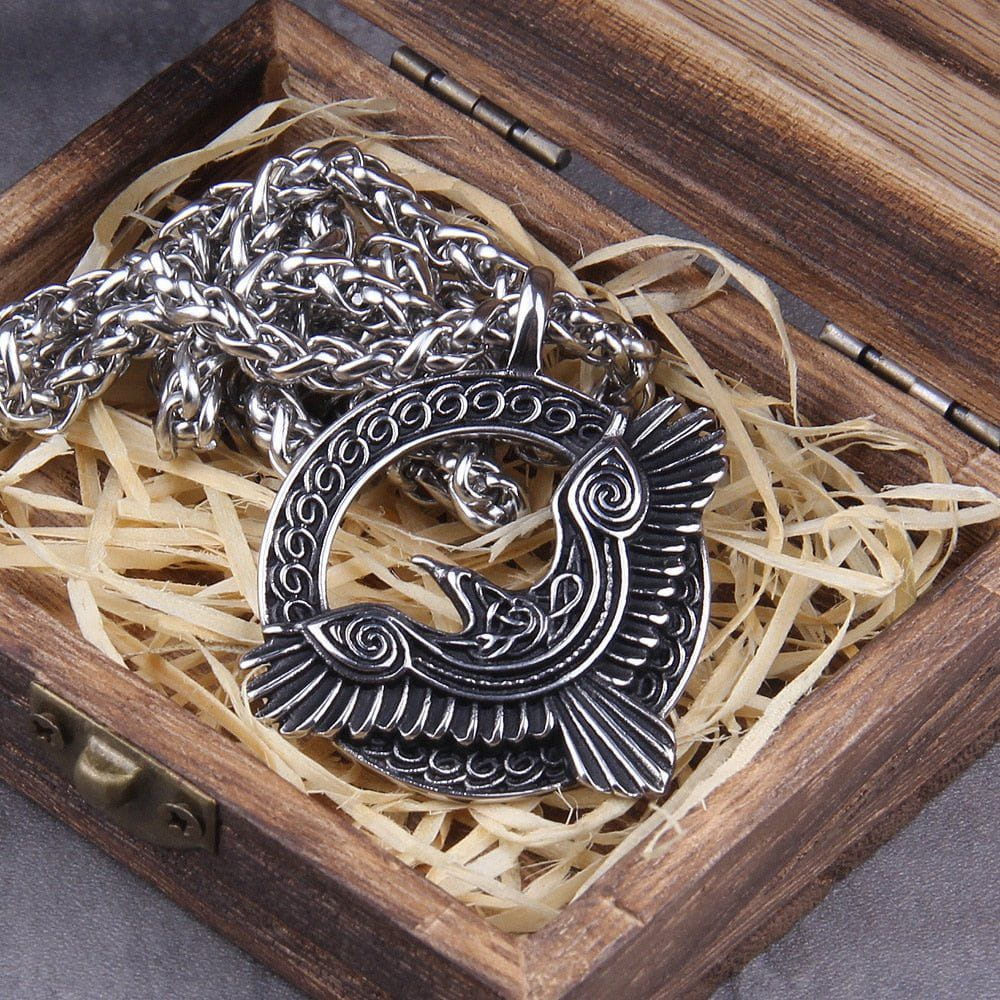 Huginn and Muninn Viking Raven Amulet Necklace - Image 3