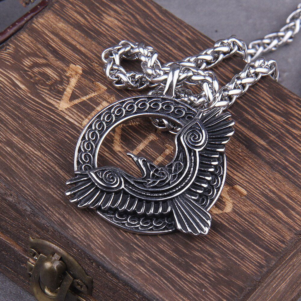 Huginn and Muninn Viking Raven Amulet Necklace - Image 4