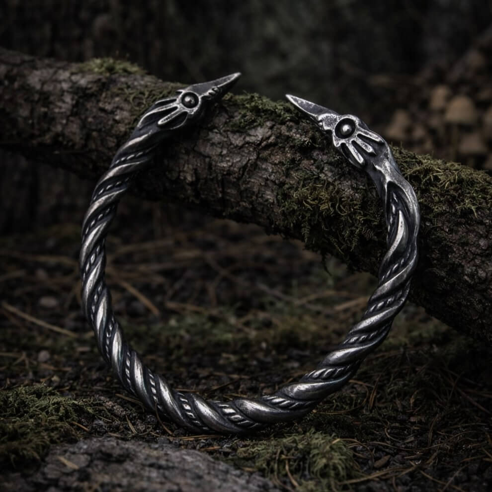 Viking Raven Head Bracelet