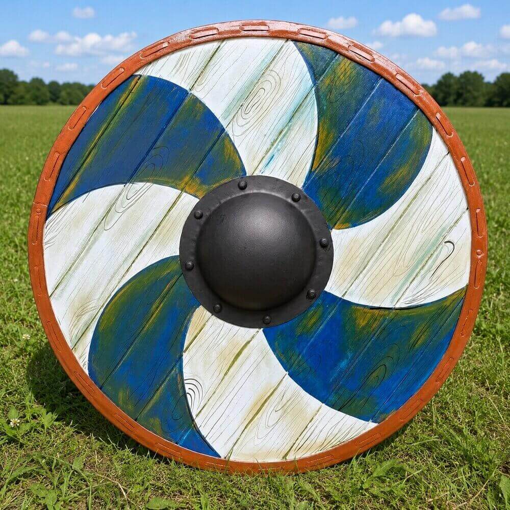 Viking Round Shield | 22-Inch Wood & Leather