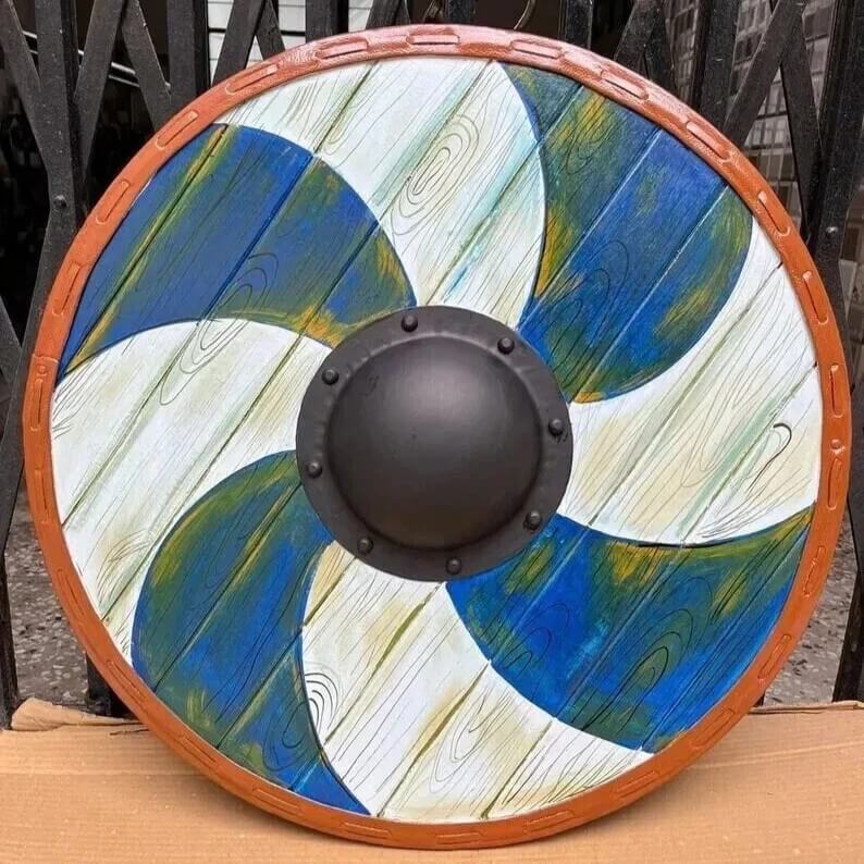 Viking Round Shield | 22-Inch Wood & Leather - Image 2