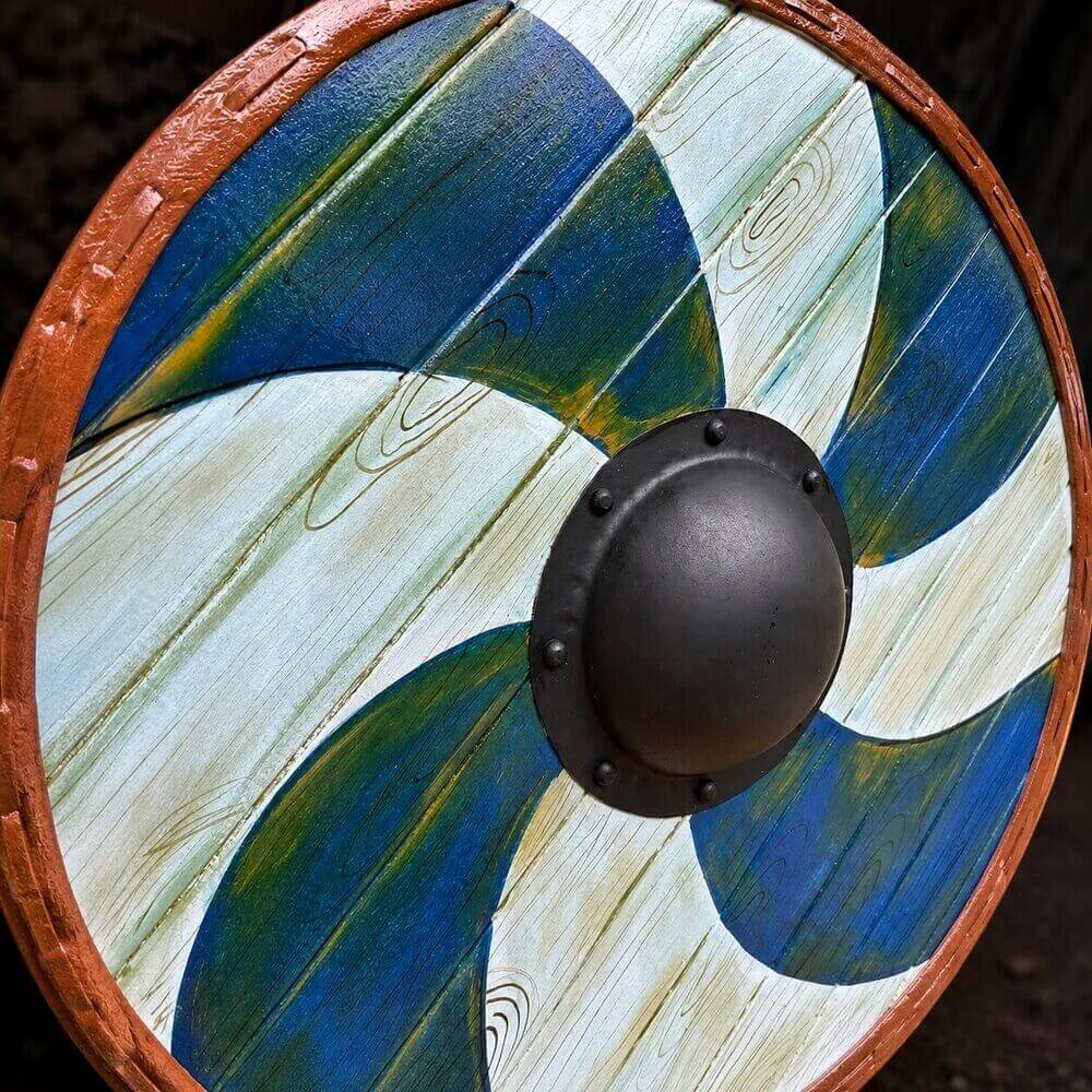 Viking Round Shield | 22-Inch Wood & Leather - Image 3