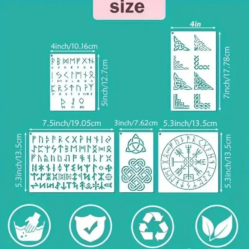 Viking Rune Stencils | Norse Symbol & Celtic Border Templates - Image 4
