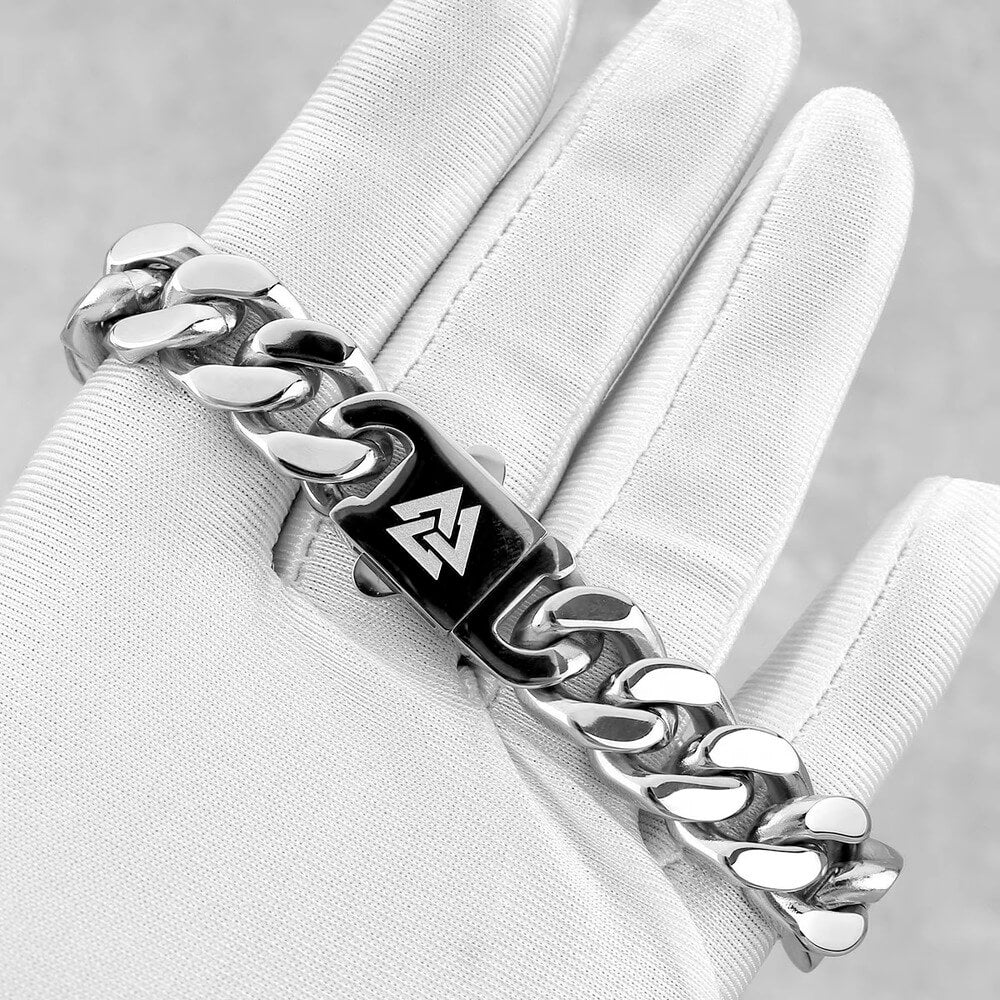 Viking Rune Stainless Steel Chain Bracelet - Image 2