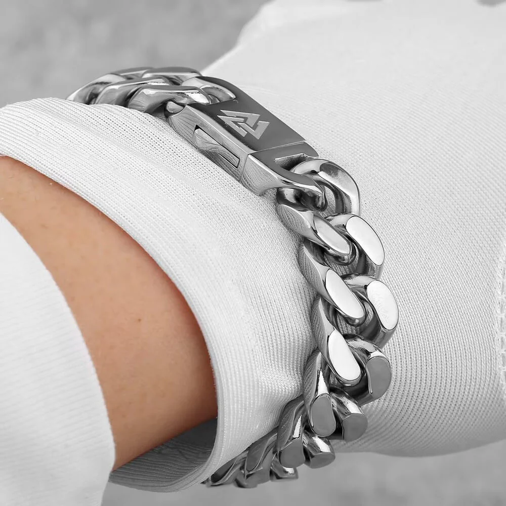 Viking Rune Stainless Steel Chain Bracelet - Image 4