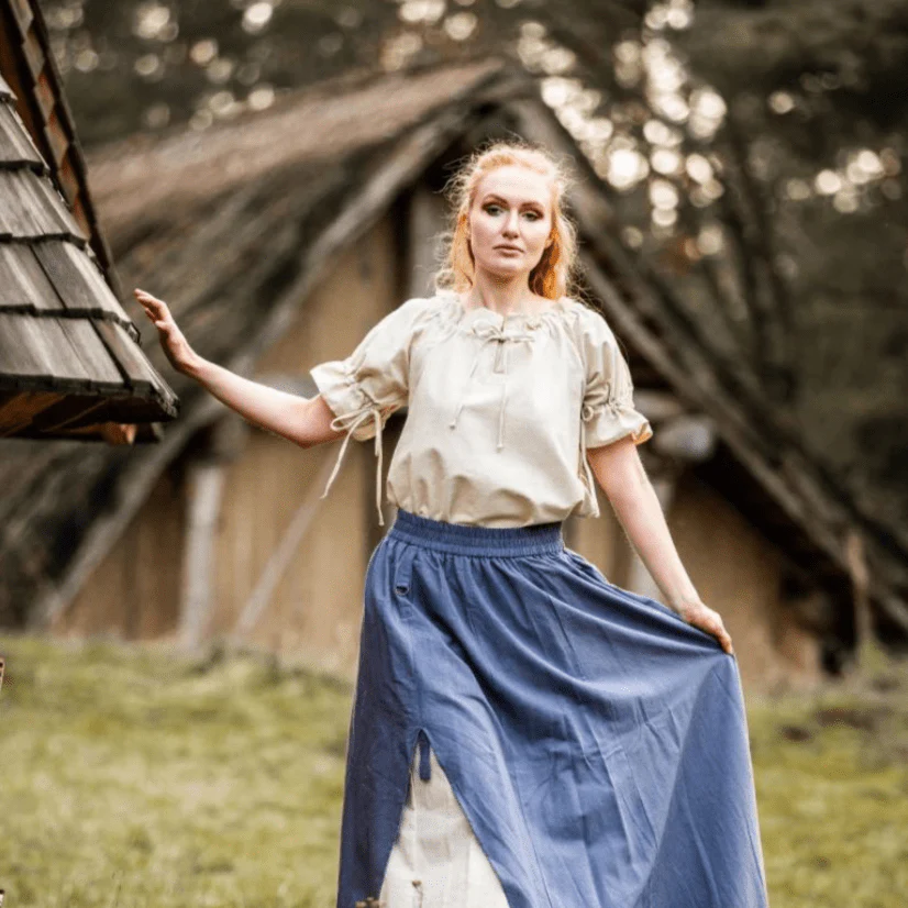 Short Sleeve Viking Blouse | Lace-Up Neckline - Image 3