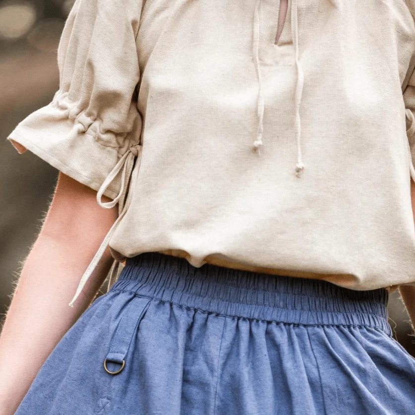 Short Sleeve Viking Blouse | Lace-Up Neckline - Image 5