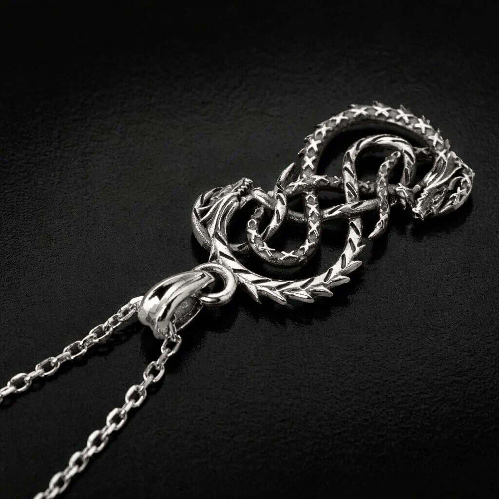 Viking Silver Midgard Serpent Necklace - Image 2