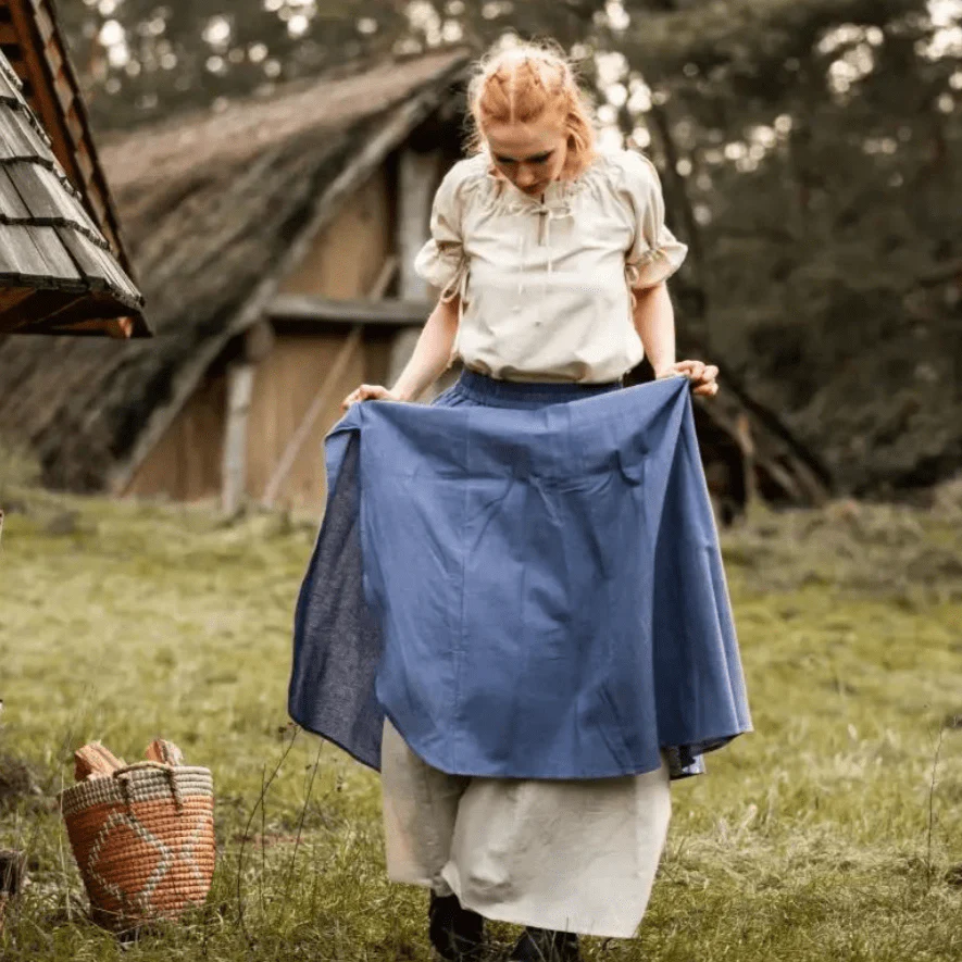 Blue & Natural Viking Skirt | Double Layer with Slit - Image 5
