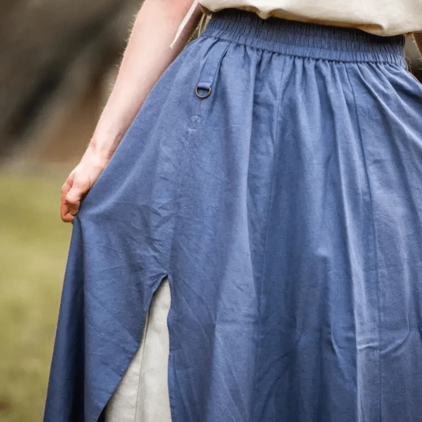 Blue & Natural Viking Skirt | Double Layer with Slit - Image 7