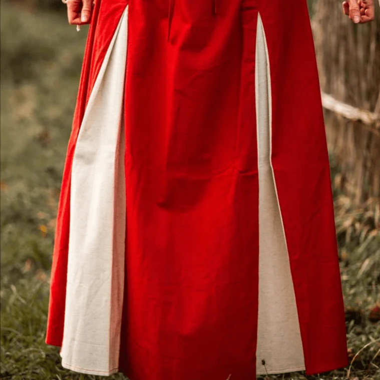Red & Natural Viking Skirt | Lace-Up Front - Image 3