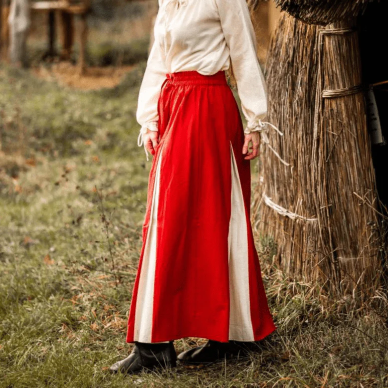 Red & Natural Viking Skirt | Lace-Up Front - Image 4