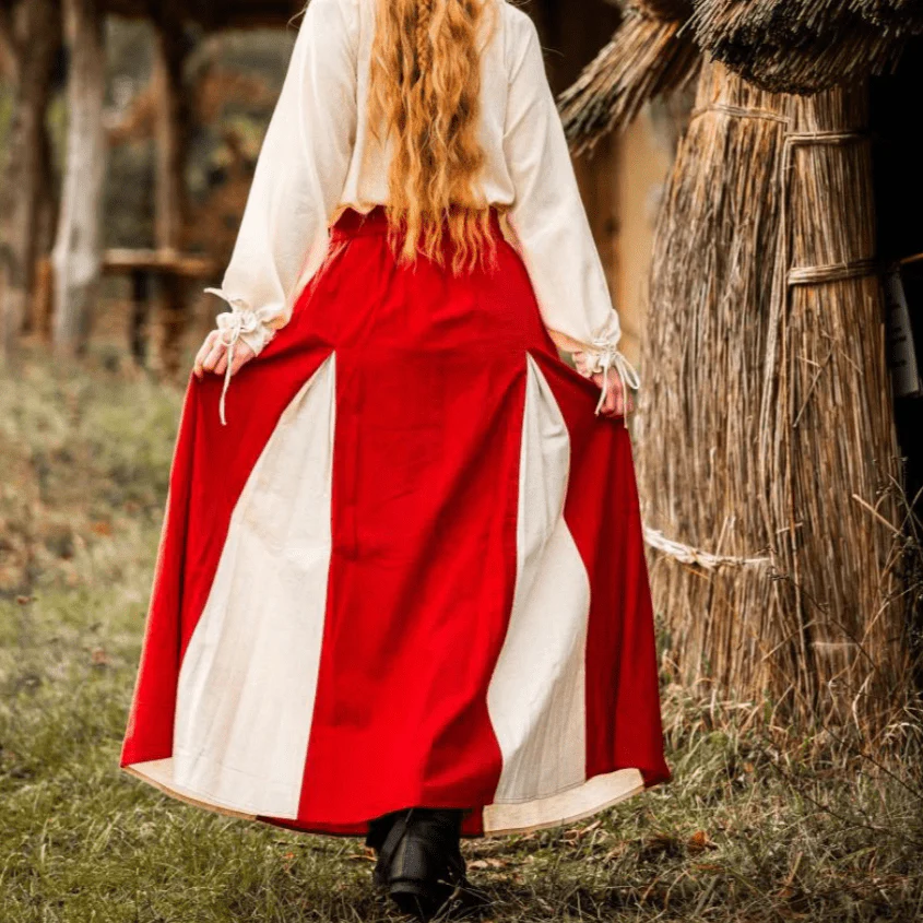 Red & Natural Viking Skirt | Lace-Up Front - Image 5