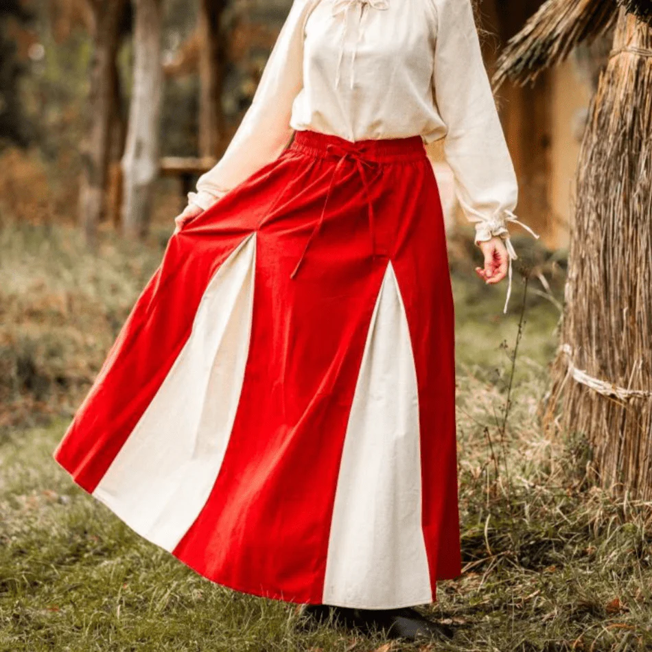 Red & Natural Viking Skirt | Lace-Up Front - Image 6