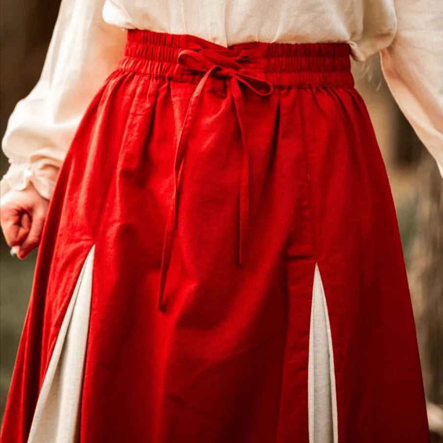 Red & Natural Viking Skirt | Lace-Up Front - Image 7