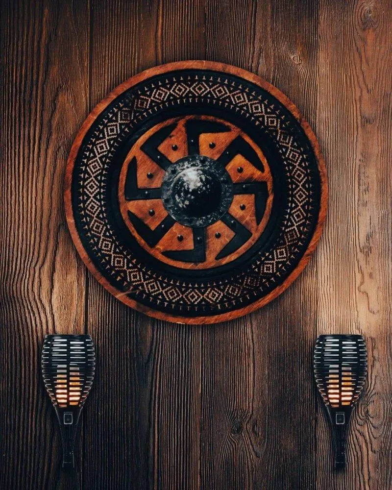 Viking Shield with Carved Kolovrat Symbol - Image 5