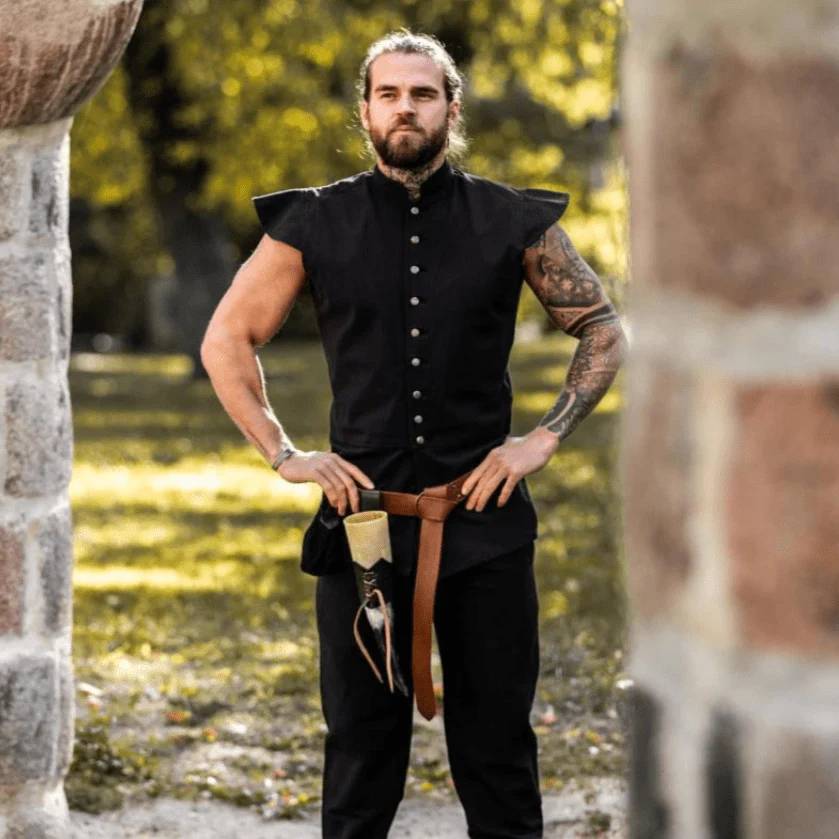 Black Sleeveless Viking Vest | Button-Up Front - Image 5