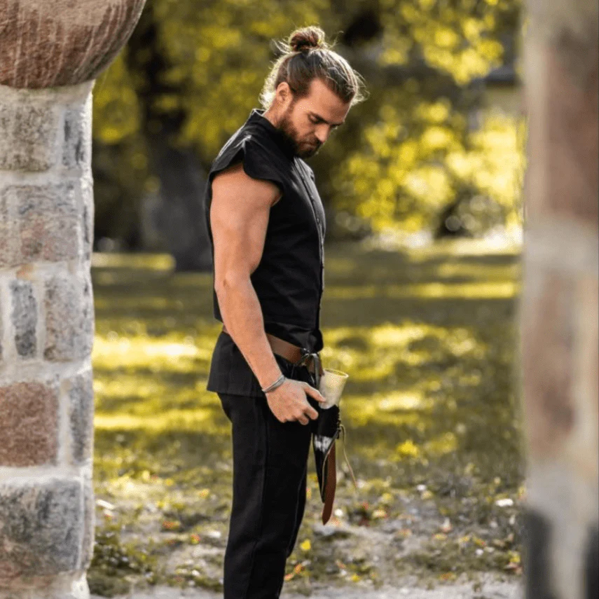 Black Sleeveless Viking Vest | Button-Up Front - Image 6
