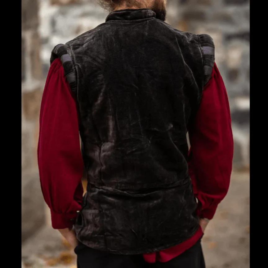 Brown Sleeveless Viking Vest | Velvet with Button Closure - Image 5