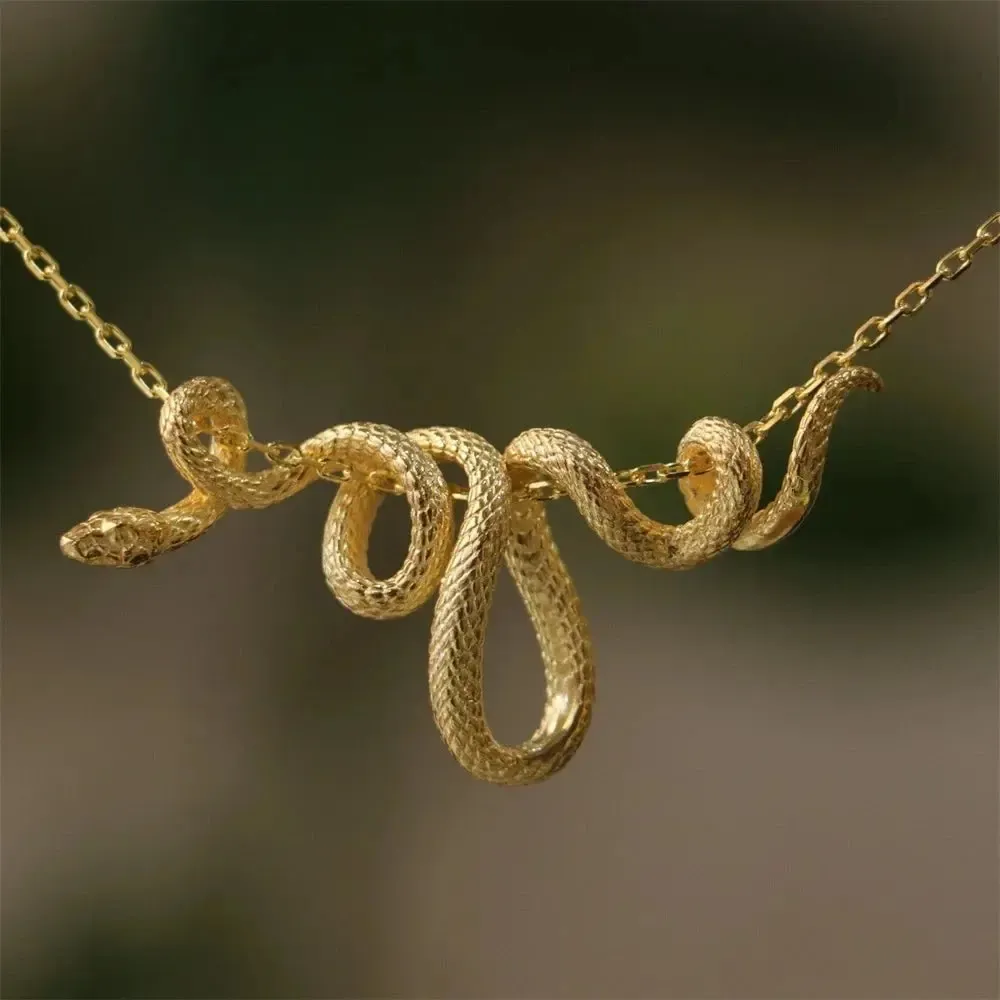Viking Snake Necklace with Coiled Serpent Jormungandr - Image 3
