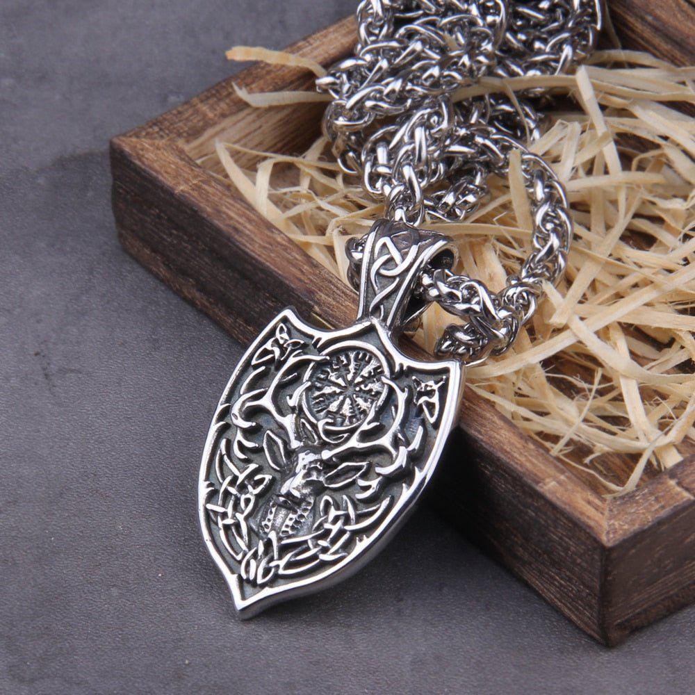 Viking Stag Shield Protection Necklace - Image 2