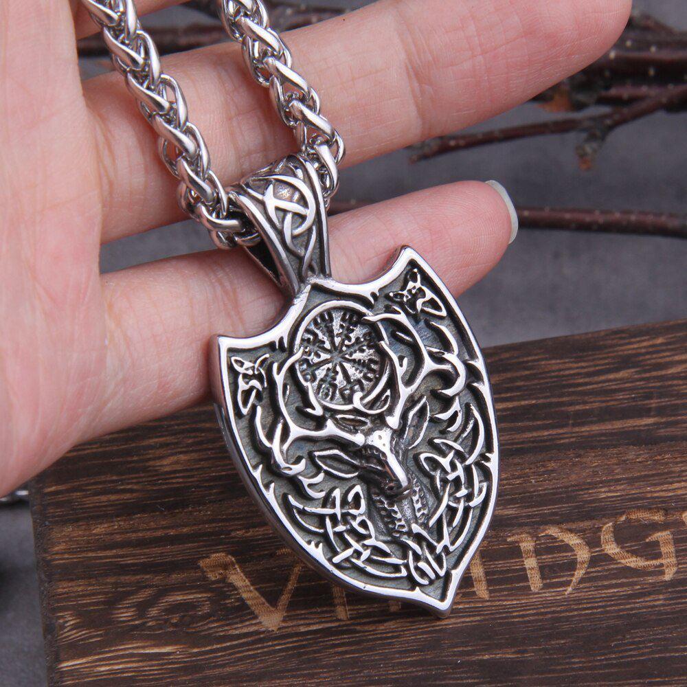 Viking Stag Shield Protection Necklace - Image 3