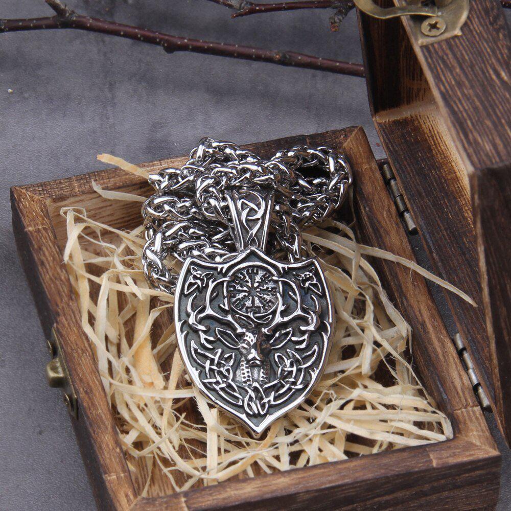 Viking Stag Shield Protection Necklace - Image 4