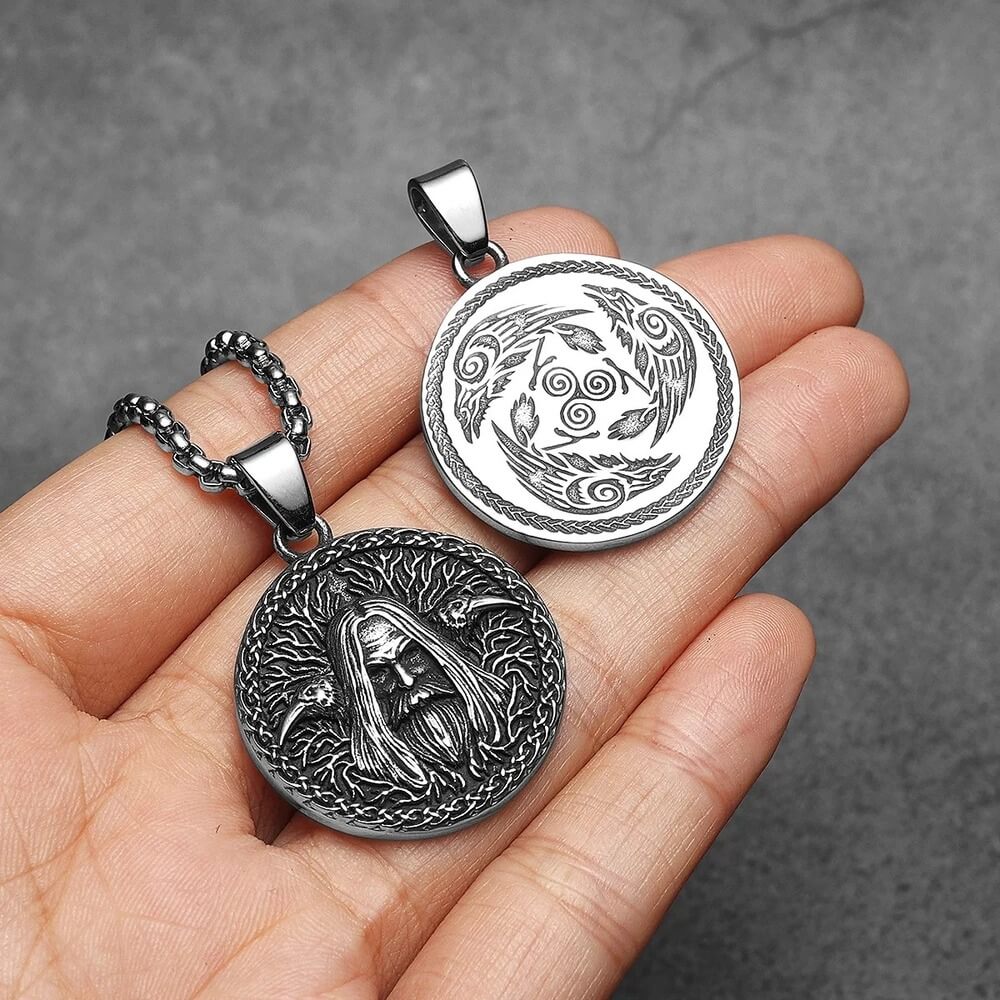 Viking Stainless Steel Odin Raven Necklace - Image 3