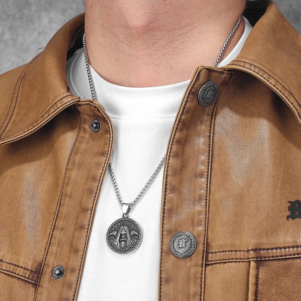 Viking Stainless Steel Odin Raven Necklace - Image 4