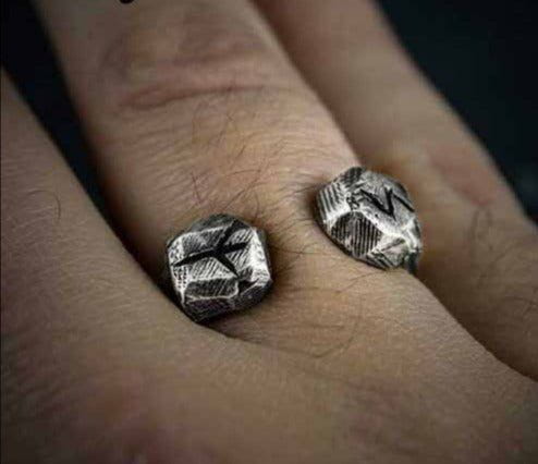Viking Stainless Steel Rune Cuff Ring - Image 2
