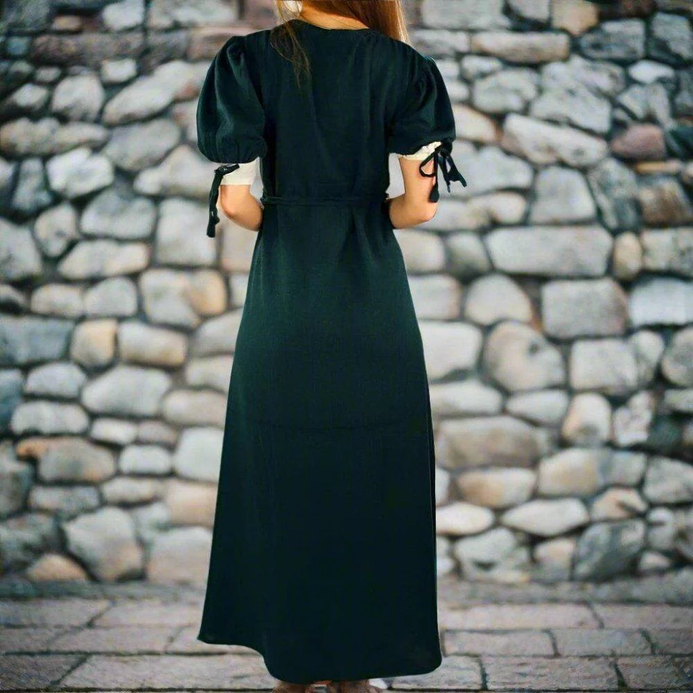 Viking Summer Dress | Green | Laced Front & Sleeves - Image 5
