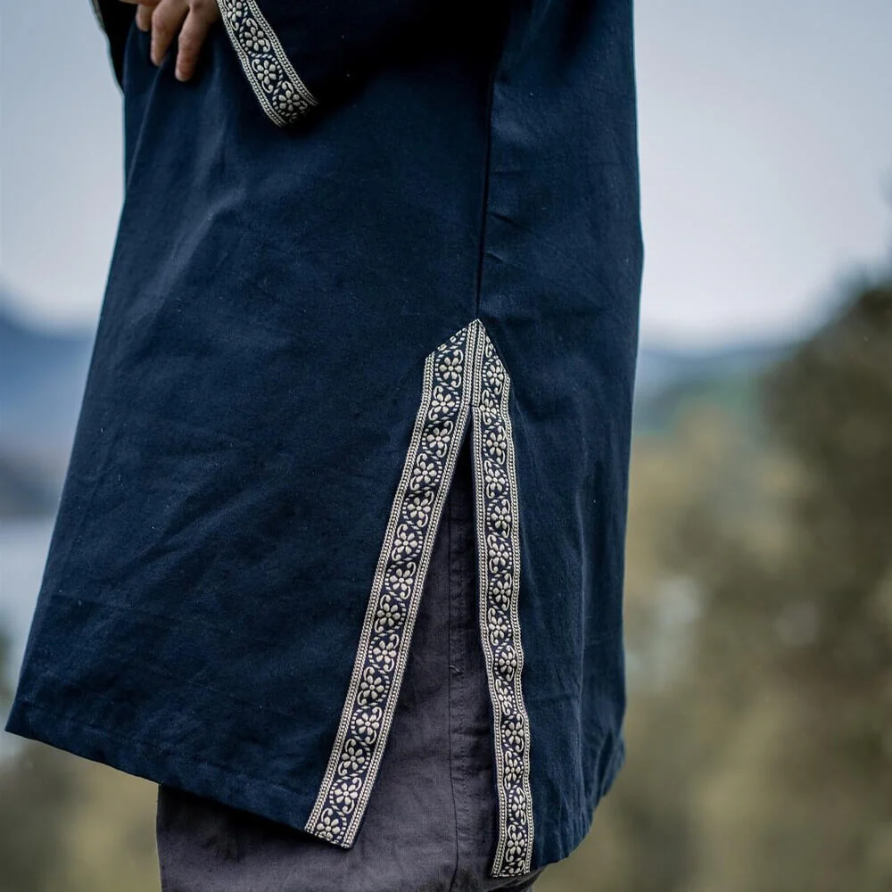 Black Viking Tunic | Embroidered Border, Knee-Length - Image 6