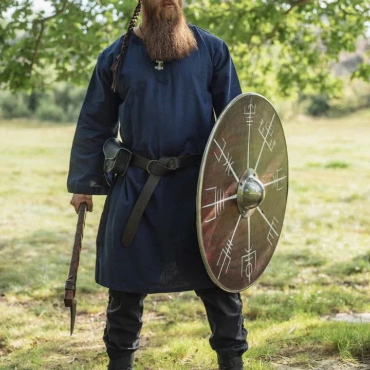Blue Viking Tunic | Embroidered Border, Knee-Length - Image 2