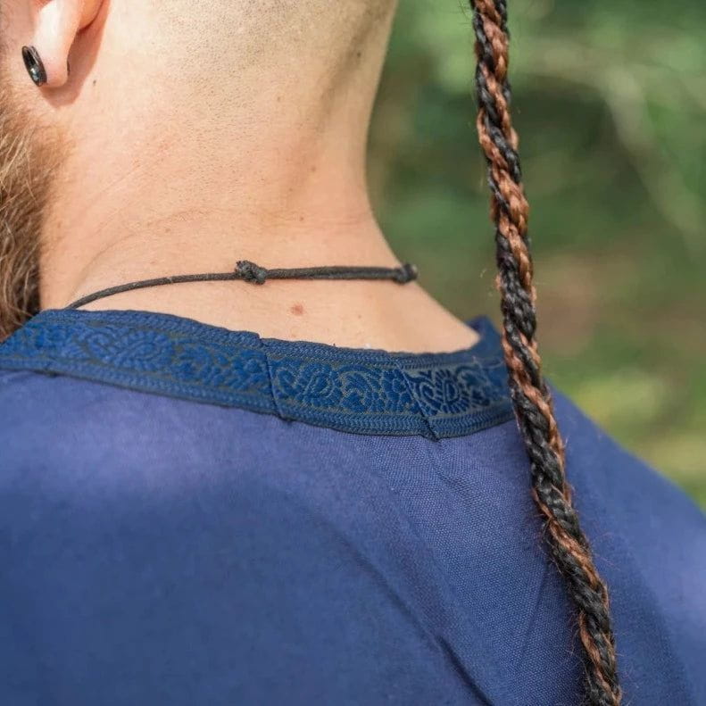 Blue Viking Tunic | Embroidered Border, Knee-Length - Image 5