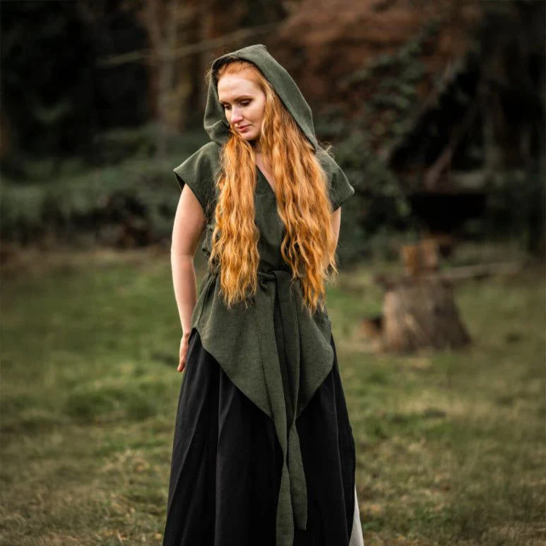 Hooded Green Viking Tunic for Women | Belt Included - Image 2