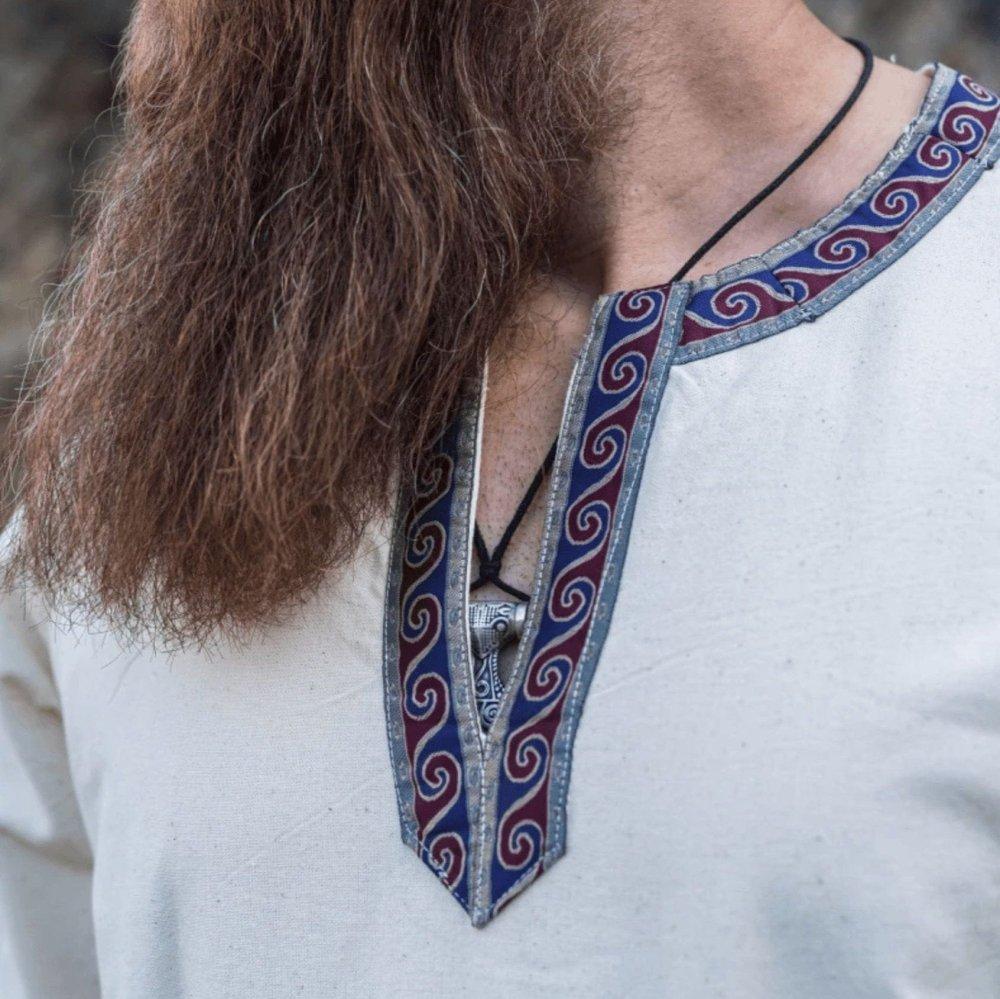 Natural Cotton Viking Tunic | Embroidered Border, Knee-Length - Image 3