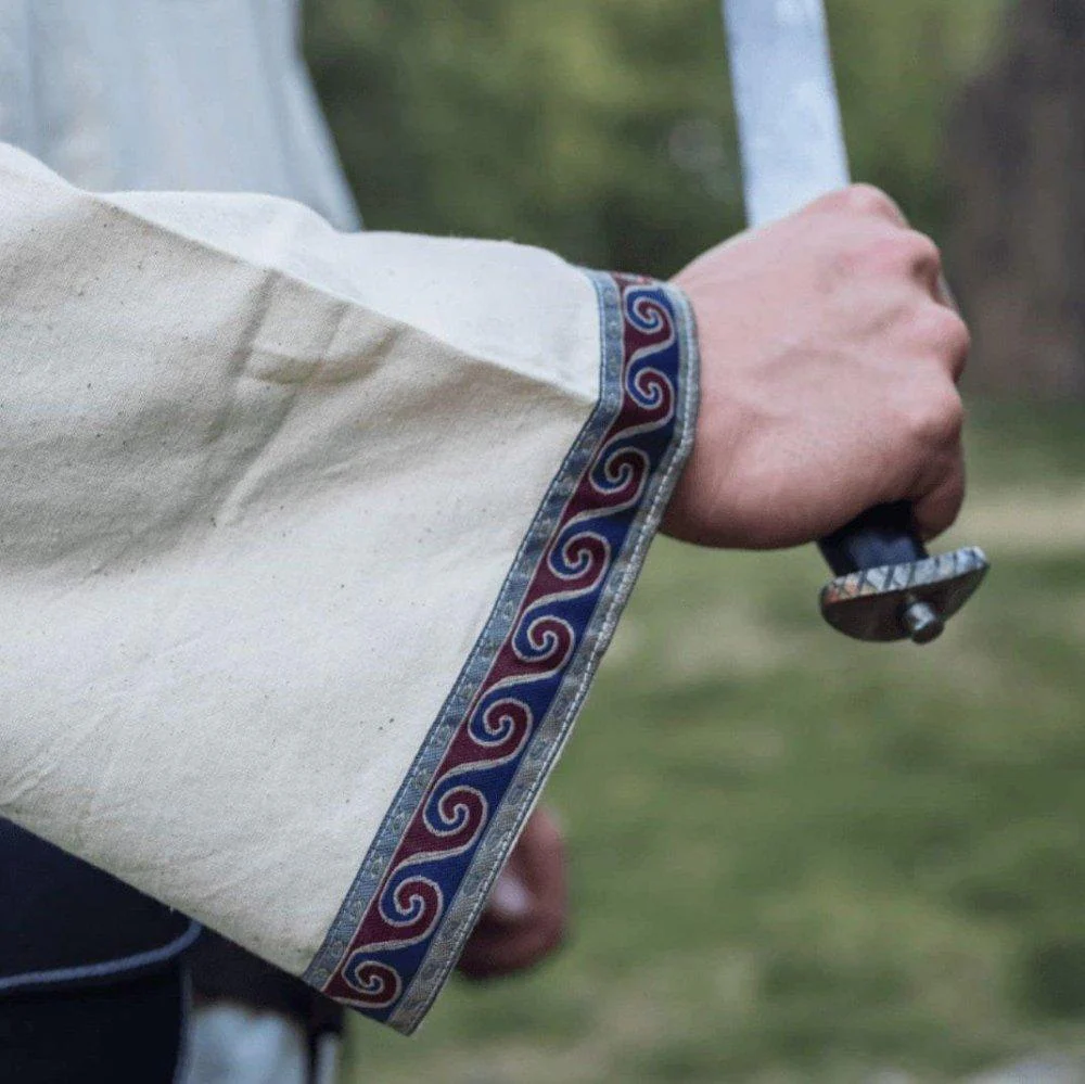 Natural Cotton Viking Tunic | Embroidered Border, Knee-Length - Image 6