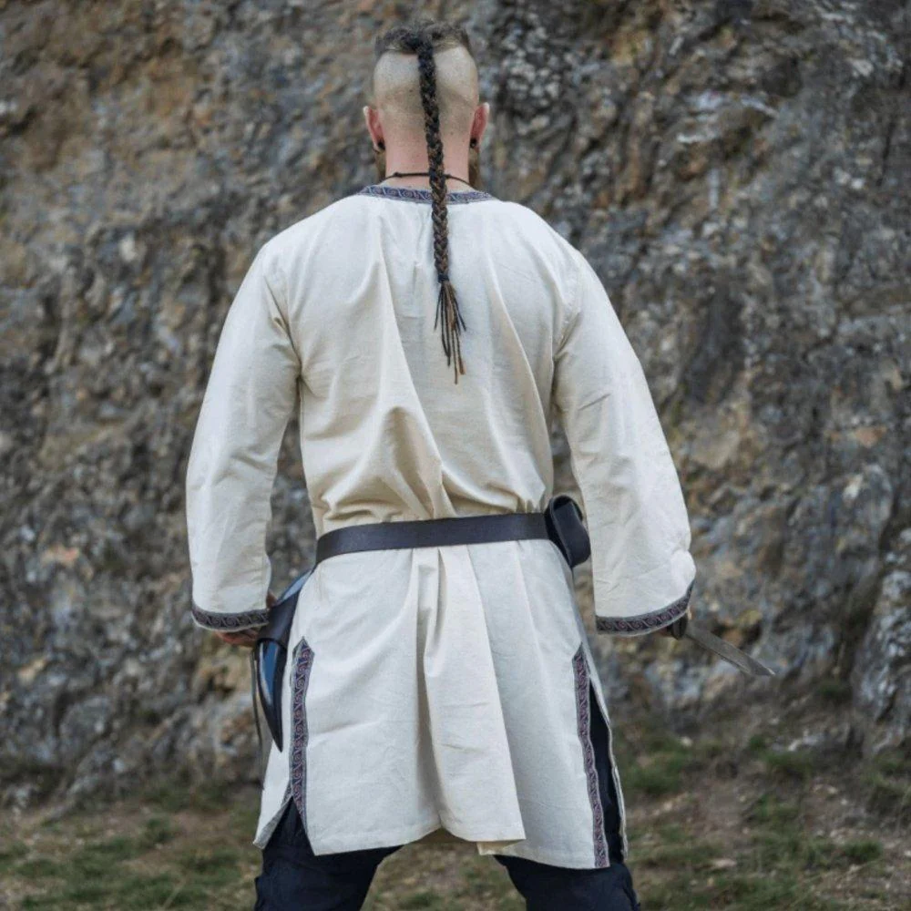 Natural Cotton Viking Tunic | Embroidered Border, Knee-Length - Image 7