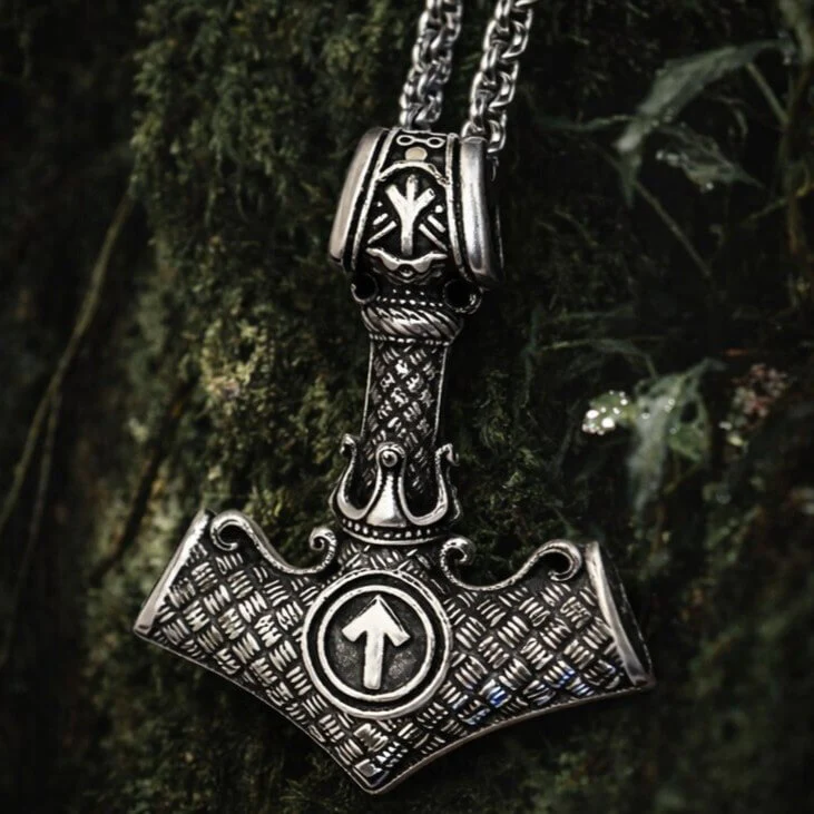 Viking Tyr Rune Thor's Hammer Necklace