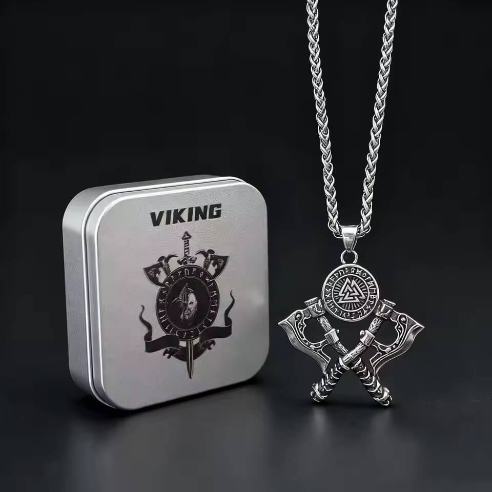 Viking Valknut Axe Necklace - Image 2