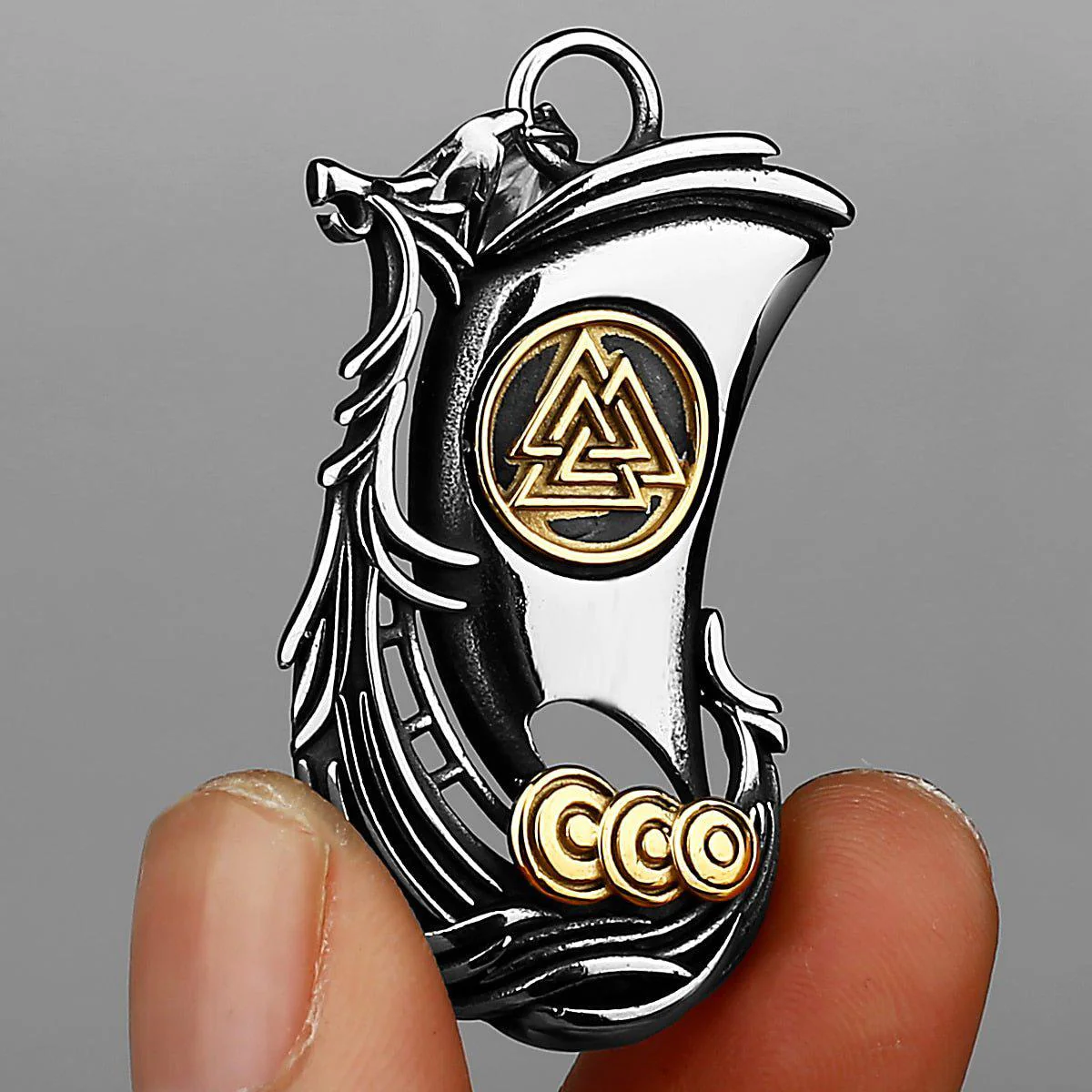 Viking Valknut Longboat Pendant Necklace - Image 4