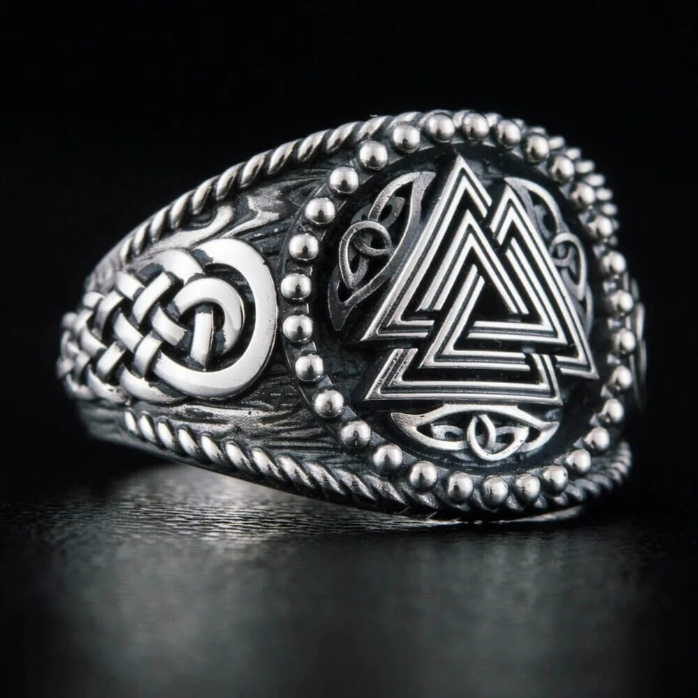 Viking Valknut Celtic Knot Silver Ring