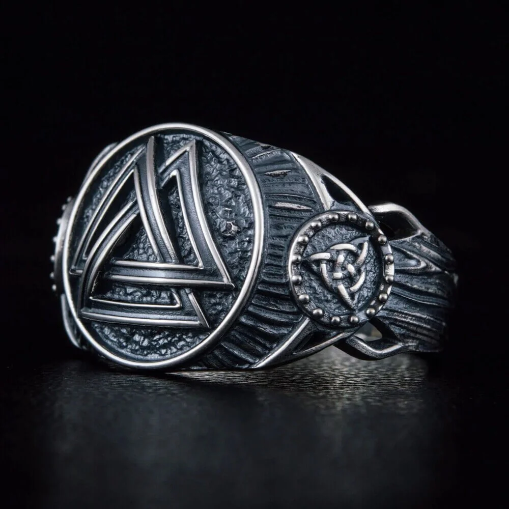 Viking Odin's Knot Valknut Ring Sterling Silver