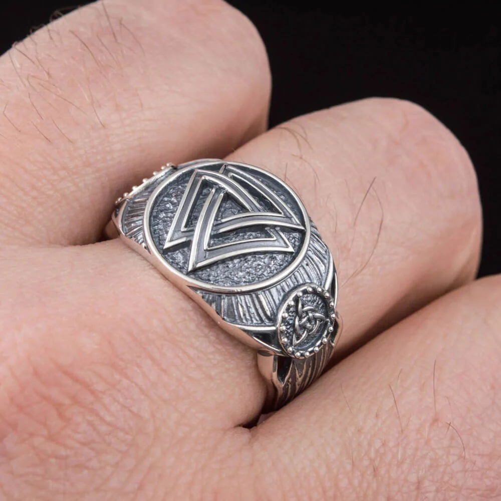 Viking Odin's Knot Valknut Ring Sterling Silver - Image 4