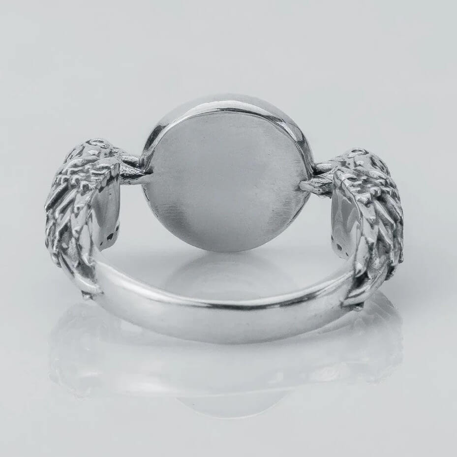 Viking Valknut Huginn Muninn Silver Ring - Image 4