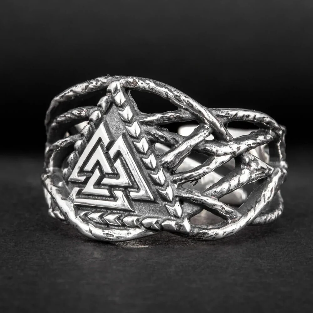 Viking Valknut Raven Claw Silver Ring - Image 3