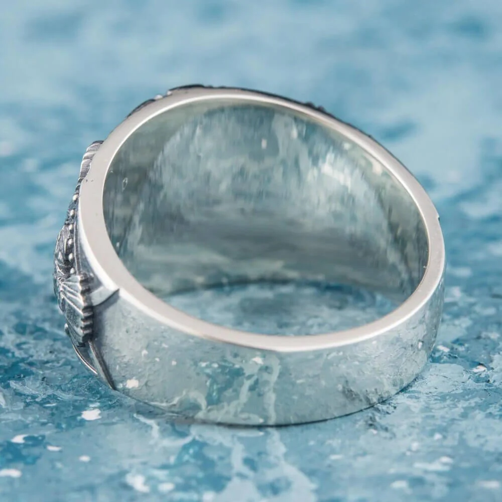 Viking Valknut Raven Silver Statement Ring - Image 3